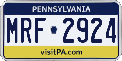 PA license plate MRF2924