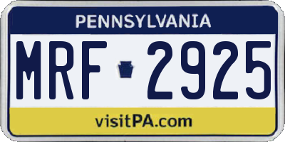 PA license plate MRF2925