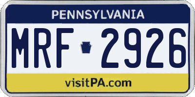 PA license plate MRF2926