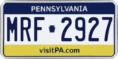 PA license plate MRF2927