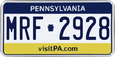 PA license plate MRF2928