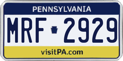 PA license plate MRF2929