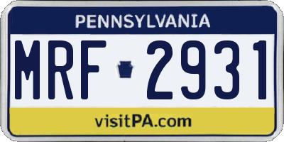 PA license plate MRF2931