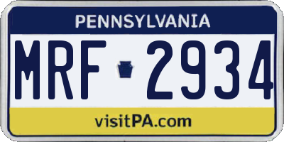 PA license plate MRF2934