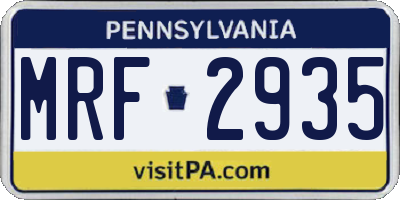 PA license plate MRF2935