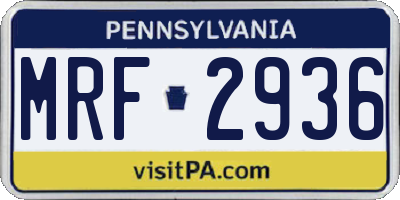 PA license plate MRF2936