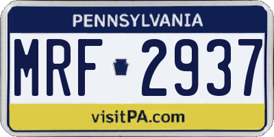 PA license plate MRF2937