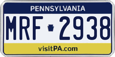 PA license plate MRF2938