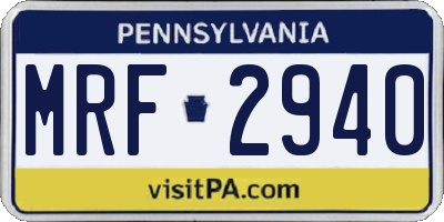PA license plate MRF2940