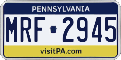 PA license plate MRF2945