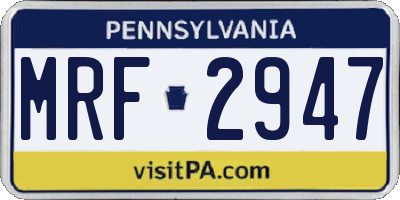 PA license plate MRF2947