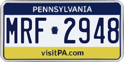 PA license plate MRF2948