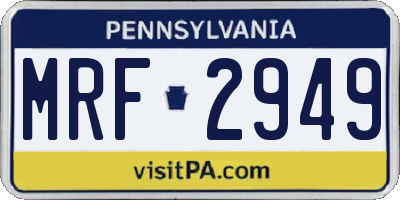 PA license plate MRF2949