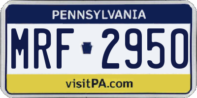 PA license plate MRF2950