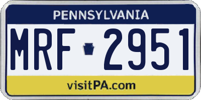PA license plate MRF2951