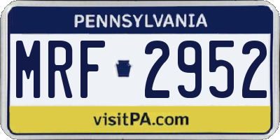 PA license plate MRF2952