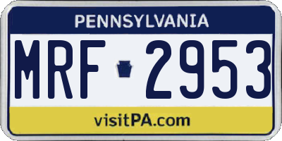 PA license plate MRF2953