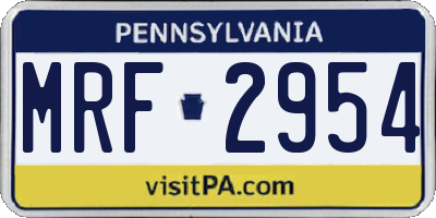 PA license plate MRF2954