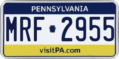 PA license plate MRF2955