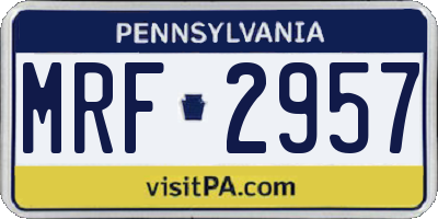 PA license plate MRF2957
