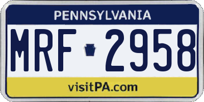 PA license plate MRF2958