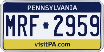 PA license plate MRF2959