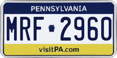 PA license plate MRF2960