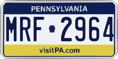 PA license plate MRF2964