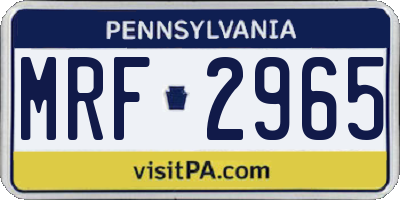 PA license plate MRF2965