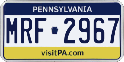 PA license plate MRF2967