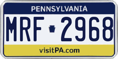PA license plate MRF2968