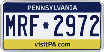 PA license plate MRF2972