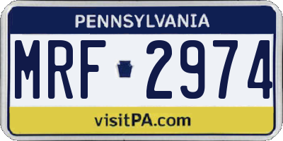 PA license plate MRF2974