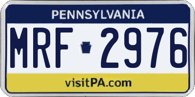 PA license plate MRF2976