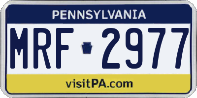 PA license plate MRF2977