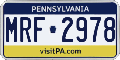 PA license plate MRF2978