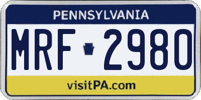 PA license plate MRF2980