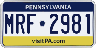 PA license plate MRF2981