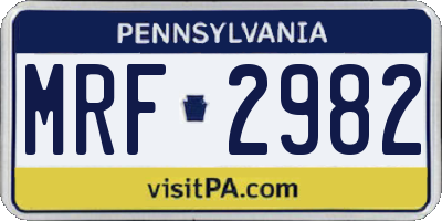 PA license plate MRF2982