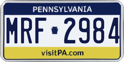 PA license plate MRF2984
