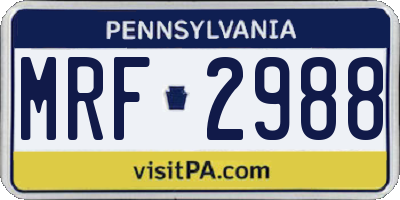 PA license plate MRF2988