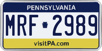 PA license plate MRF2989