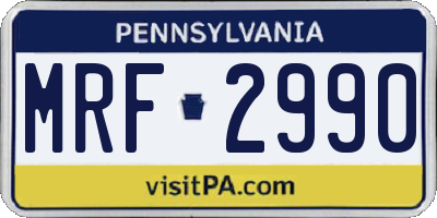 PA license plate MRF2990