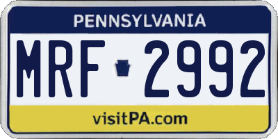 PA license plate MRF2992