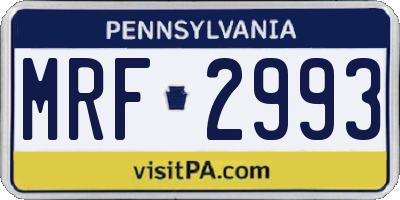 PA license plate MRF2993