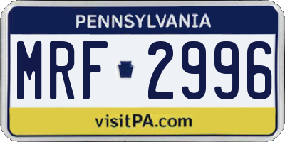 PA license plate MRF2996