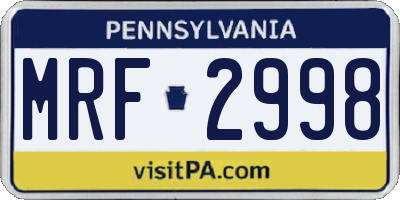 PA license plate MRF2998