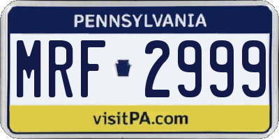 PA license plate MRF2999