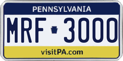 PA license plate MRF3000