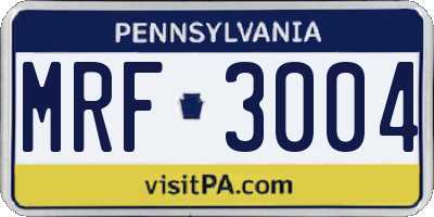 PA license plate MRF3004